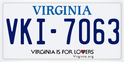VA license plate VKI7063
