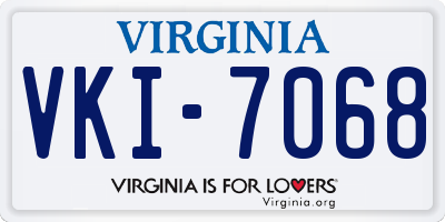 VA license plate VKI7068