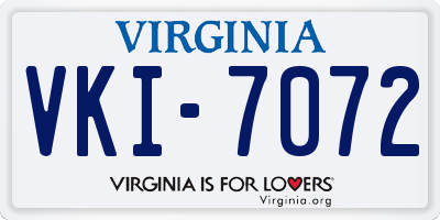 VA license plate VKI7072
