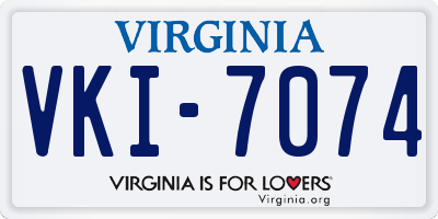 VA license plate VKI7074