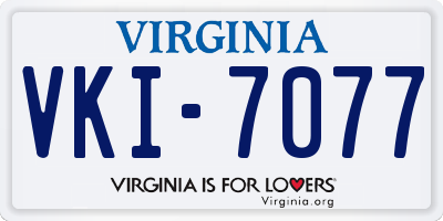 VA license plate VKI7077