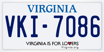VA license plate VKI7086