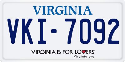 VA license plate VKI7092