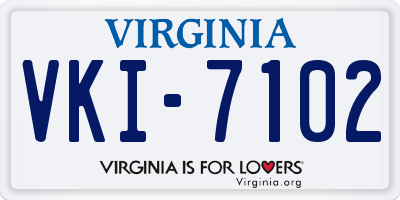 VA license plate VKI7102