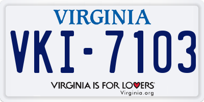 VA license plate VKI7103