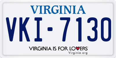 VA license plate VKI7130