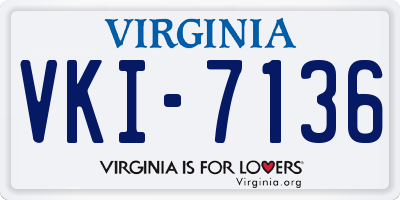 VA license plate VKI7136