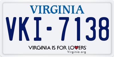 VA license plate VKI7138