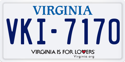 VA license plate VKI7170