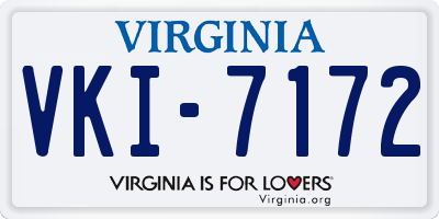 VA license plate VKI7172