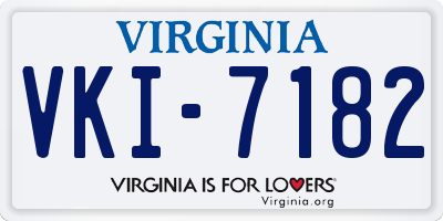 VA license plate VKI7182