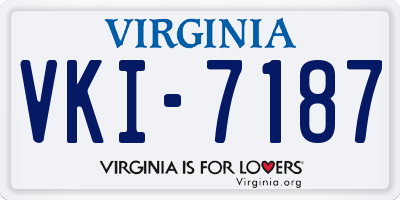 VA license plate VKI7187