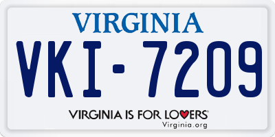 VA license plate VKI7209