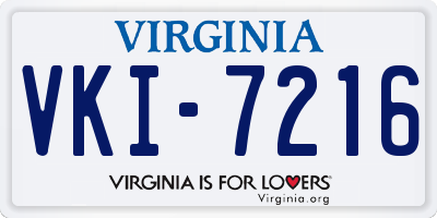 VA license plate VKI7216