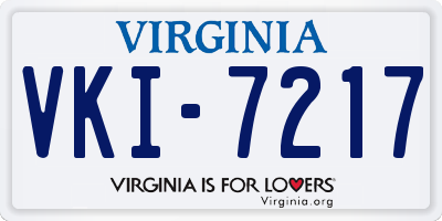 VA license plate VKI7217