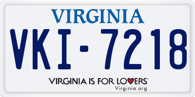 VA license plate VKI7218