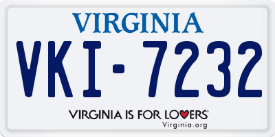 VA license plate VKI7232