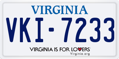 VA license plate VKI7233