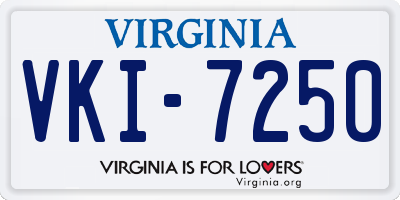 VA license plate VKI7250