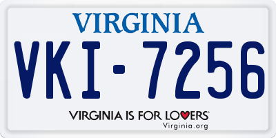 VA license plate VKI7256