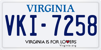 VA license plate VKI7258
