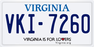VA license plate VKI7260