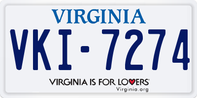 VA license plate VKI7274