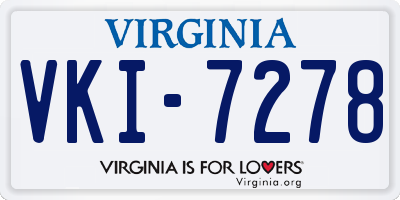 VA license plate VKI7278