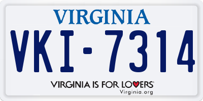 VA license plate VKI7314
