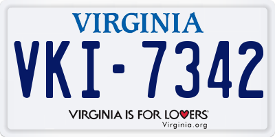VA license plate VKI7342