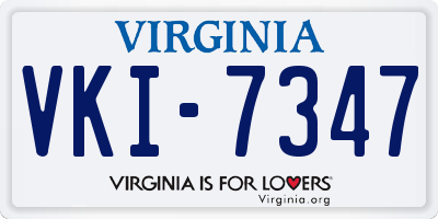 VA license plate VKI7347