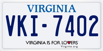 VA license plate VKI7402