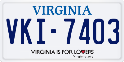 VA license plate VKI7403