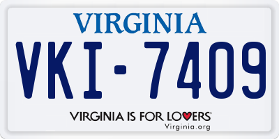 VA license plate VKI7409