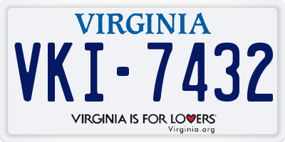 VA license plate VKI7432