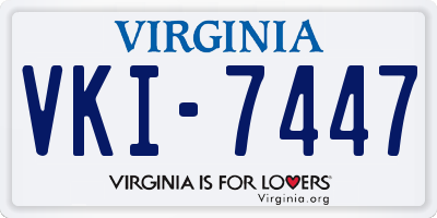 VA license plate VKI7447
