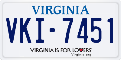 VA license plate VKI7451