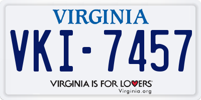 VA license plate VKI7457