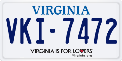 VA license plate VKI7472