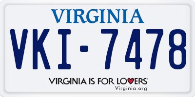 VA license plate VKI7478