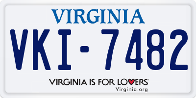 VA license plate VKI7482