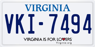 VA license plate VKI7494