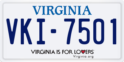 VA license plate VKI7501