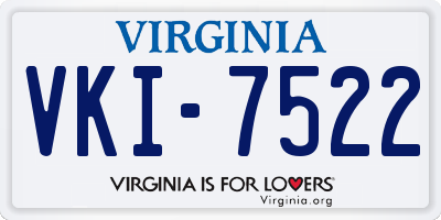 VA license plate VKI7522
