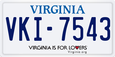 VA license plate VKI7543