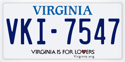VA license plate VKI7547