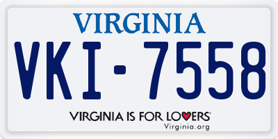 VA license plate VKI7558