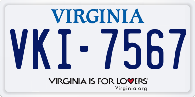 VA license plate VKI7567
