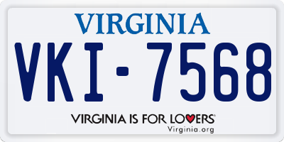 VA license plate VKI7568