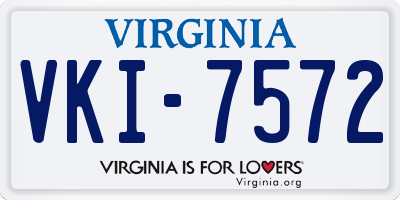 VA license plate VKI7572